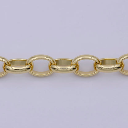24K Gold Filled Unfinished Chunky Oval Cable Chain 12X9mm Cable Chain For Jewelry Making, Round Oval Cable by Yard | ROLL-644