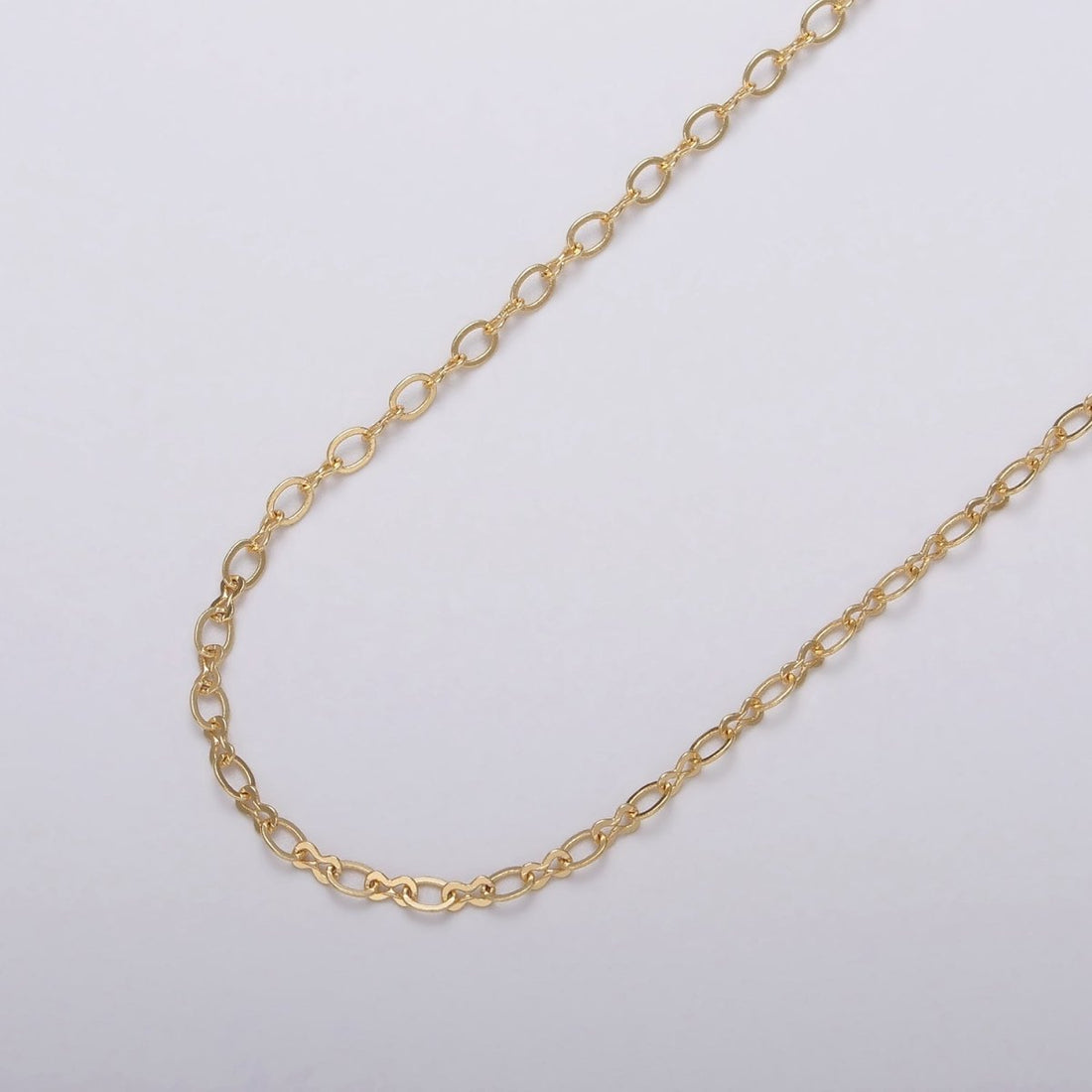 24k Gold Filled Unique Cable Figure Eight Link Unfinished Dainty Chain by Yard in Gold &amp; Silver | ROLL-1039, ROLL-1098 Clearance Pricing