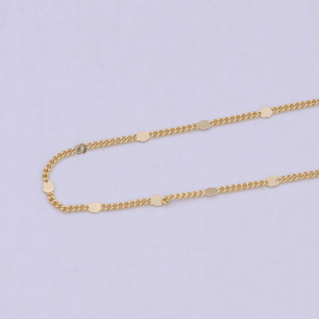 24K Gold Filled Unique Curb Unfinished Chain by Yard, Dainty 2mm Flat Tube Link, Wholesale Unique Bulk Roll For Jewelry Making | ROLL-715