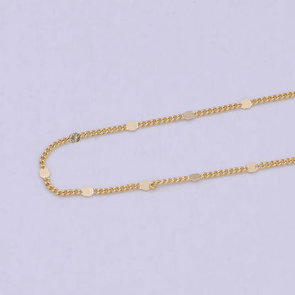 24K Gold Filled Unique Curb Unfinished Chain by Yard, Dainty 2mm Flat Tube Link, Wholesale Unique Bulk Roll For Jewelry Making | ROLL-715