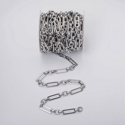 24k Gold Filled Unique PaperClip Figaro Long and Short Fancy Unfinished Chain by Yard in Gold &amp; Silver | ROLL-1125 ROLL-1196