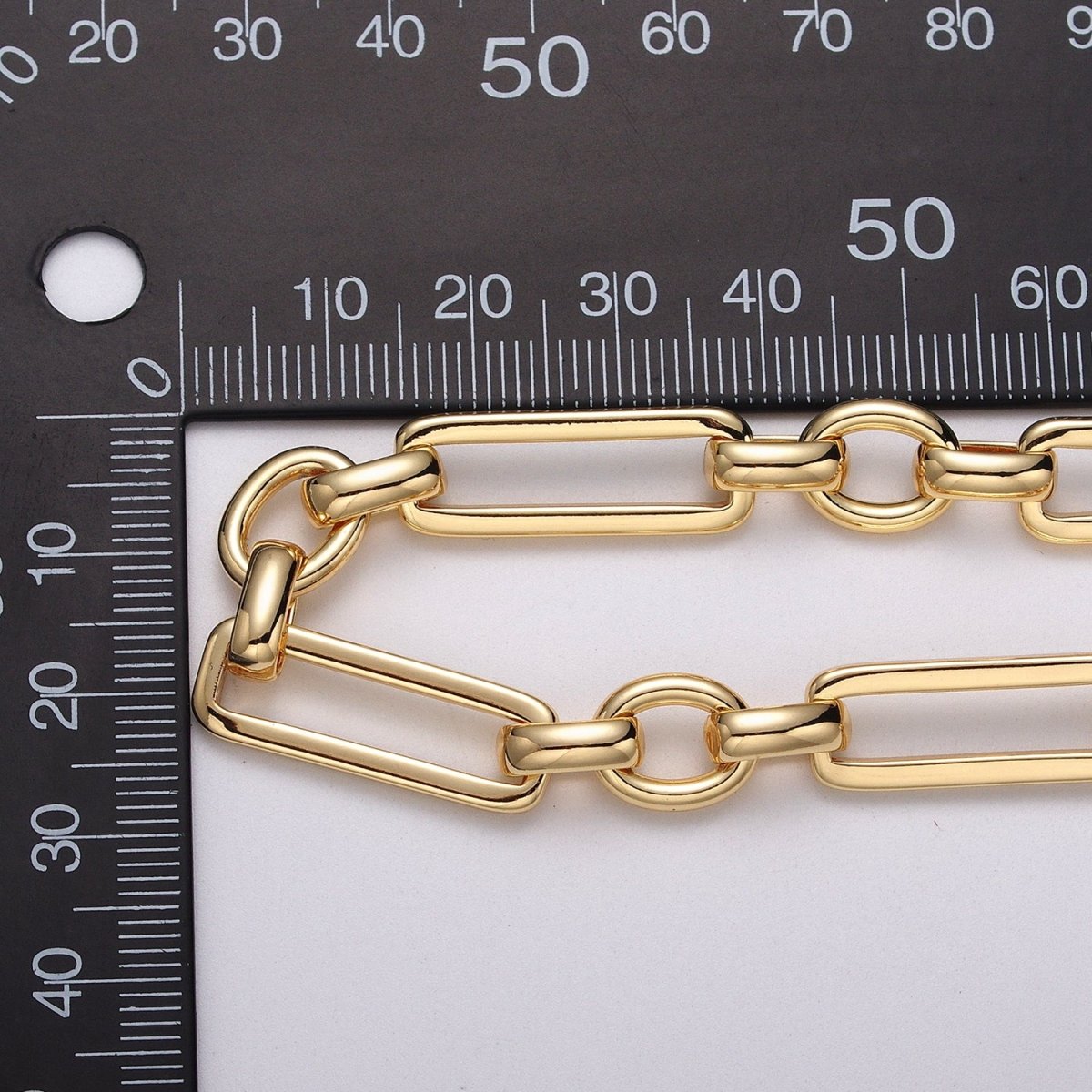 24k Gold Filled Unique PaperClip Figaro Long and Short Fancy Unfinished Chain by Yard in Gold &amp; Silver | ROLL-1125 ROLL-1196