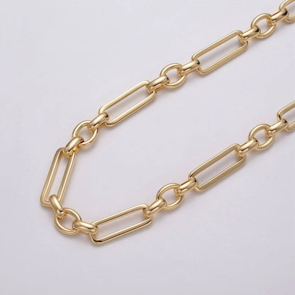 24k Gold Filled Unique PaperClip Figaro Long and Short Fancy Unfinished Chain by Yard in Gold &amp; Silver | ROLL-1125 ROLL-1196