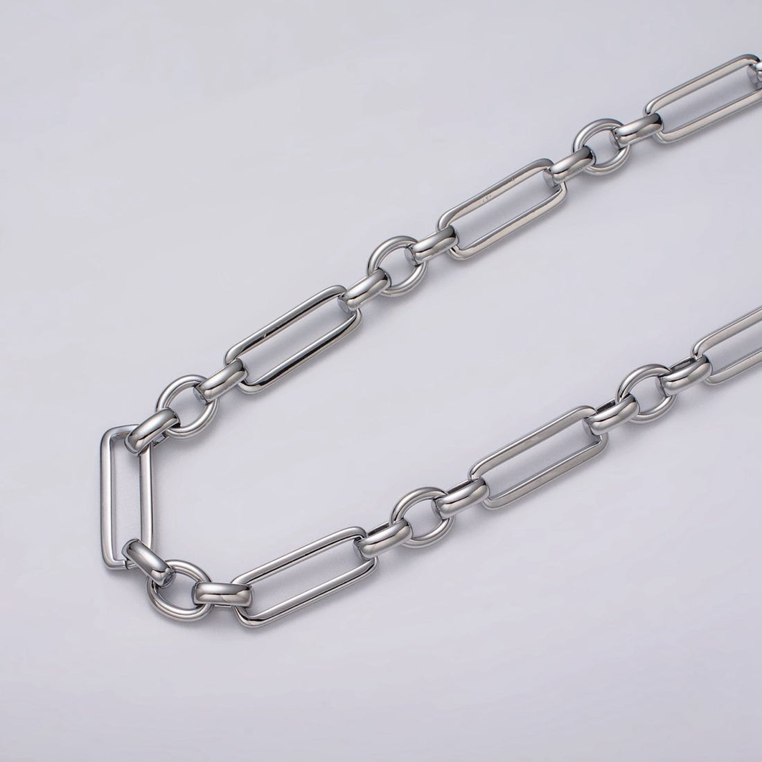 24k Gold Filled Unique PaperClip Figaro Long and Short Fancy Unfinished Chain by Yard in Gold &amp; Silver | ROLL-1125 ROLL-1196