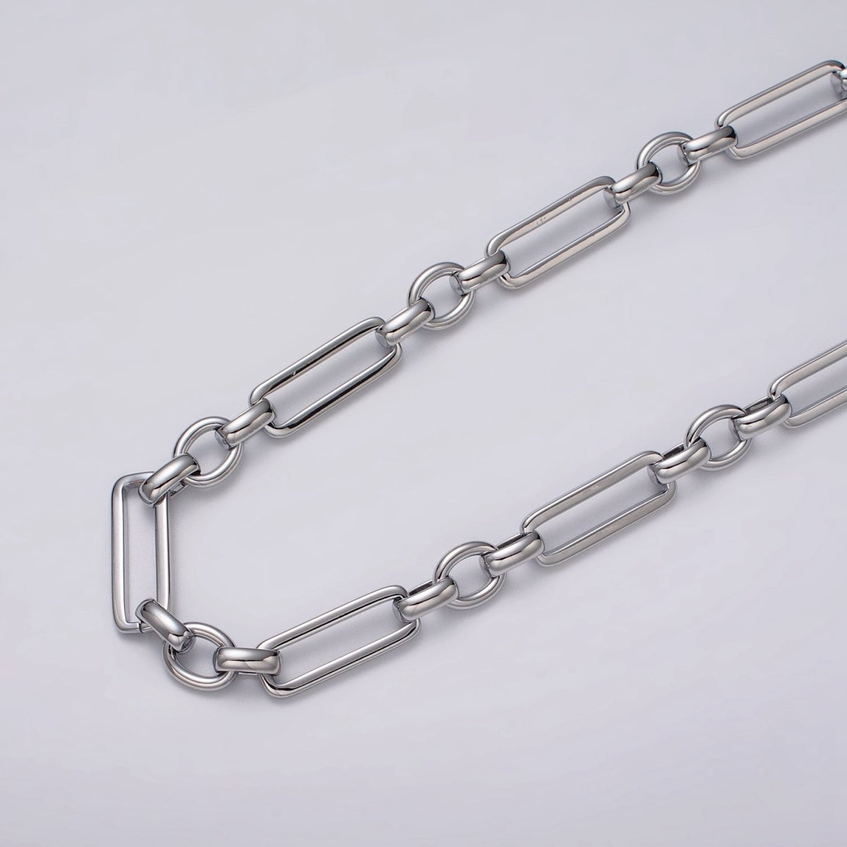 24k Gold Filled Unique PaperClip Figaro Long and Short Fancy Unfinished Chain by Yard in Gold &amp; Silver | ROLL-1125 ROLL-1196