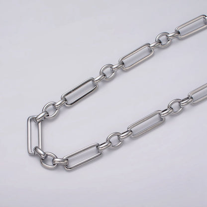 24k Gold Filled Unique PaperClip Figaro Long and Short Fancy Unfinished Chain by Yard in Gold &amp; Silver | ROLL-1125 ROLL-1196