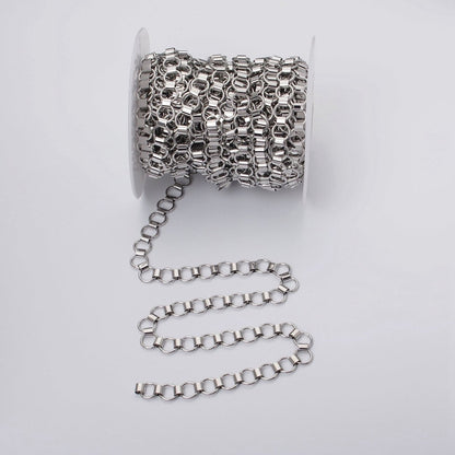 24k Gold Filled Unique Rolo 9mm Unfinished Chain by Yard in Gold &amp; Silver | ROLL-1133, ROLL-1134 Clearance Pricing