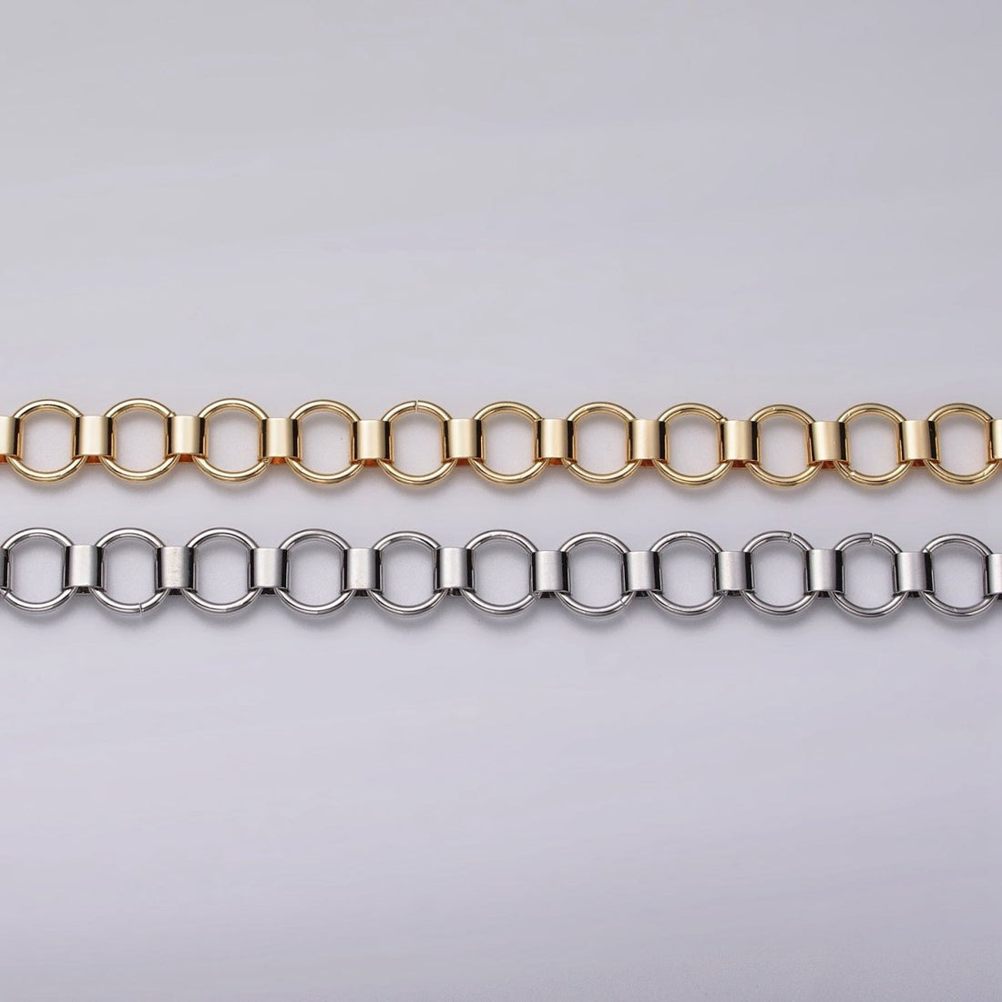 24k Gold Filled Unique Rolo 9mm Unfinished Chain by Yard in Gold &amp; Silver | ROLL-1133, ROLL-1134 Clearance Pricing