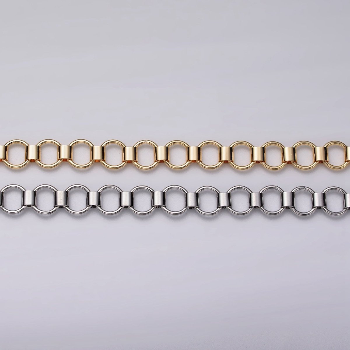 24k Gold Filled Unique Rolo 9mm Unfinished Chain by Yard in Gold &amp; Silver | ROLL-1133, ROLL-1134 Clearance Pricing