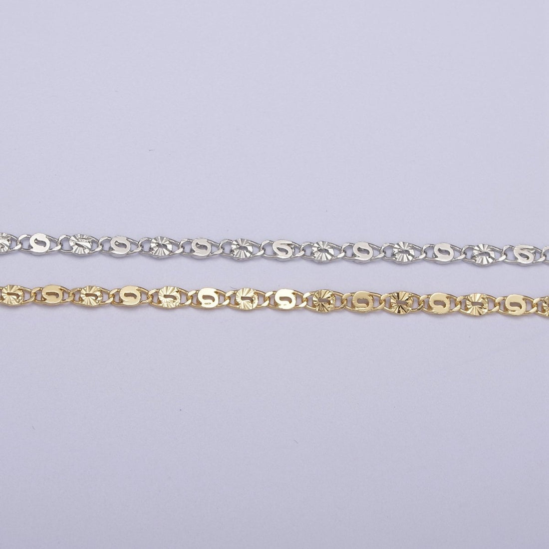 24K Gold Filled Unique Scroll Chain, Sunburst Textured Unfinished Chain in Gold &amp; Silver For Jewelry Making | ROLL-680, ROLL-681 Clearance Pricing