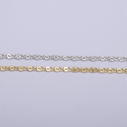 24K Gold Filled Unique Scroll Chain, Sunburst Textured Unfinished Chain in Gold &amp; Silver For Jewelry Making | ROLL-680, ROLL-681 Clearance Pricing