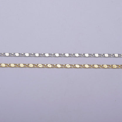 24K Gold Filled Unique Unfinished Scroll Chain, Dainty 1.5mm Width Tube Link Chain in Gold &amp; Silver For Jewelry Making | ROLL-676, ROLL-677