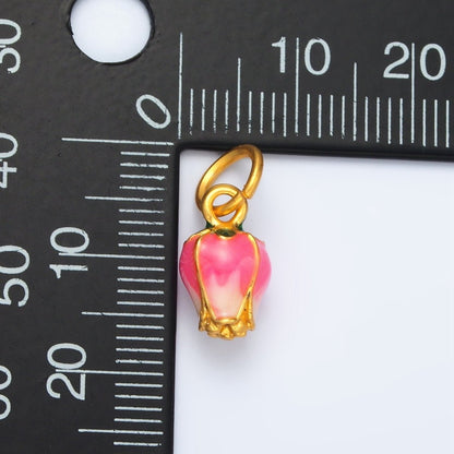 24K Gold Filled Mini Tulip Flower Enamel Charm | M154