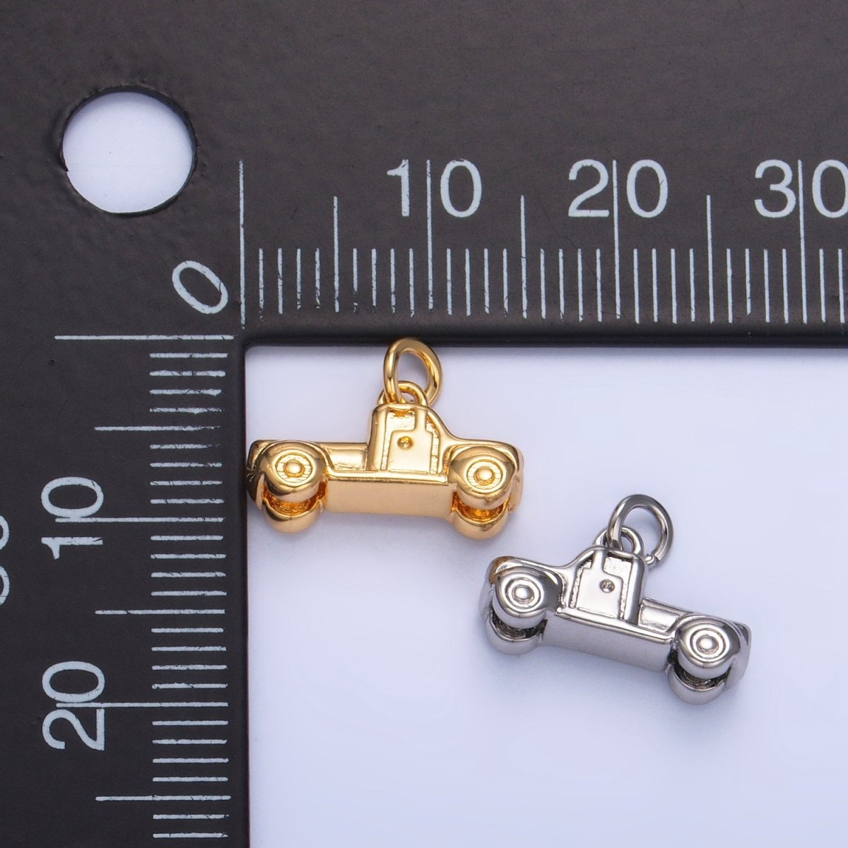 24K Gold Filled Vehicle Pick Up Truck Multidimensional 3D Charm in Gold &amp; Silver | W045