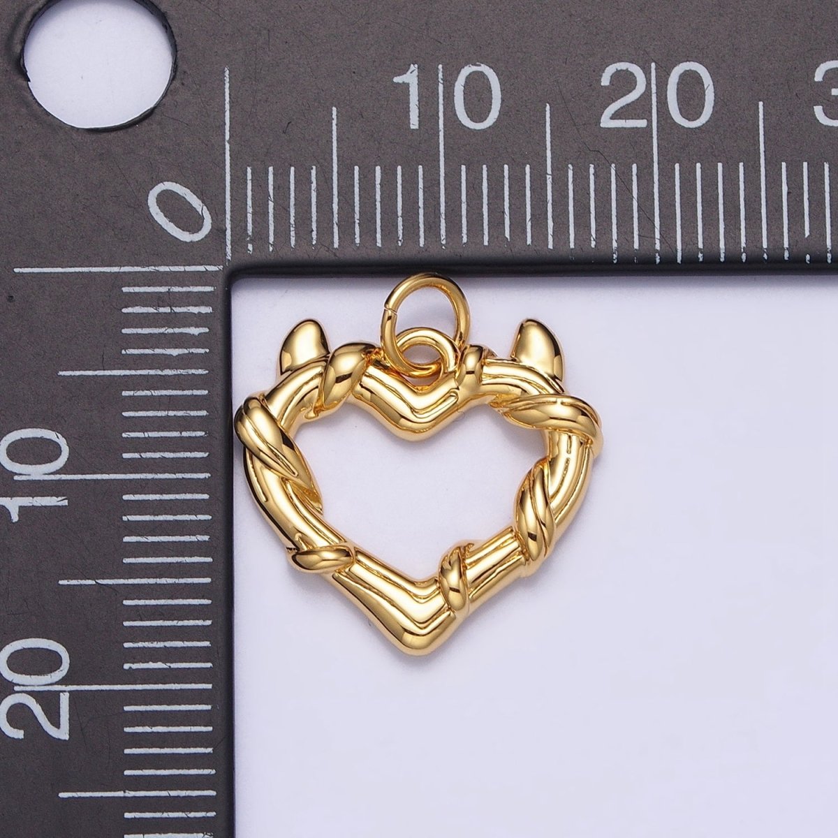 24K Gold Filled Vine-Wrapped Pointed Horned Heart Add-On Charm in Gold &amp; Silver | AC1059 AC1060