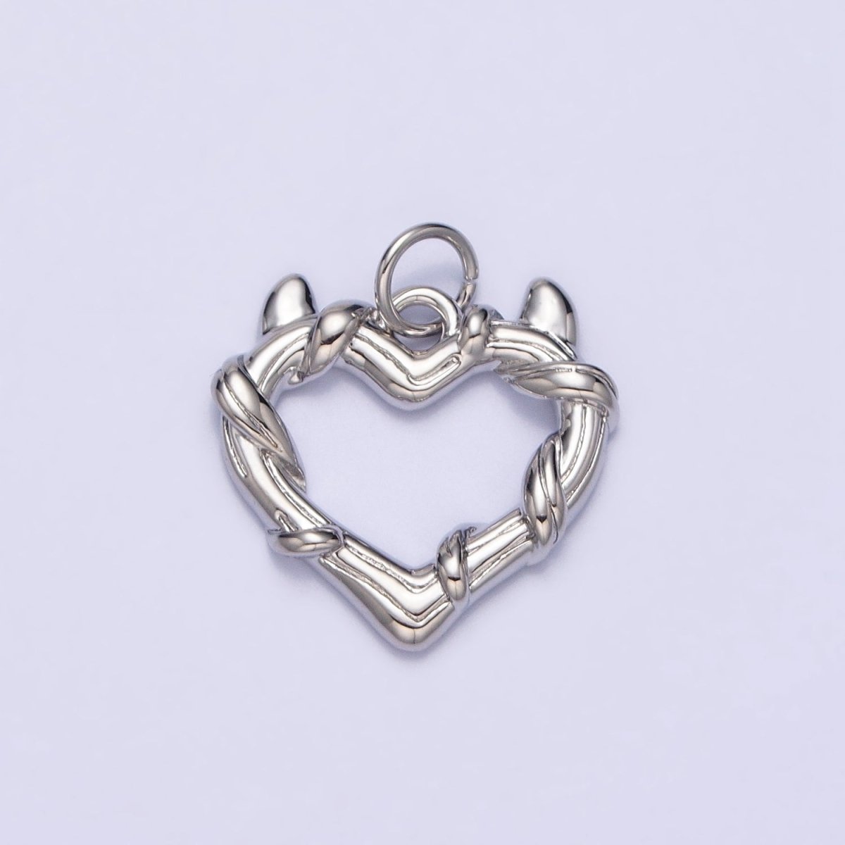 24K Gold Filled Vine-Wrapped Pointed Horned Heart Add-On Charm in Gold &amp; Silver | AC1059 AC1060