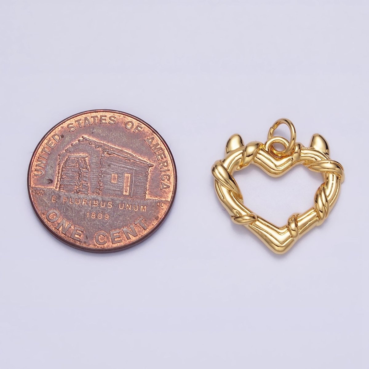 24K Gold Filled Vine-Wrapped Pointed Horned Heart Add-On Charm in Gold &amp; Silver | AC1059 AC1060