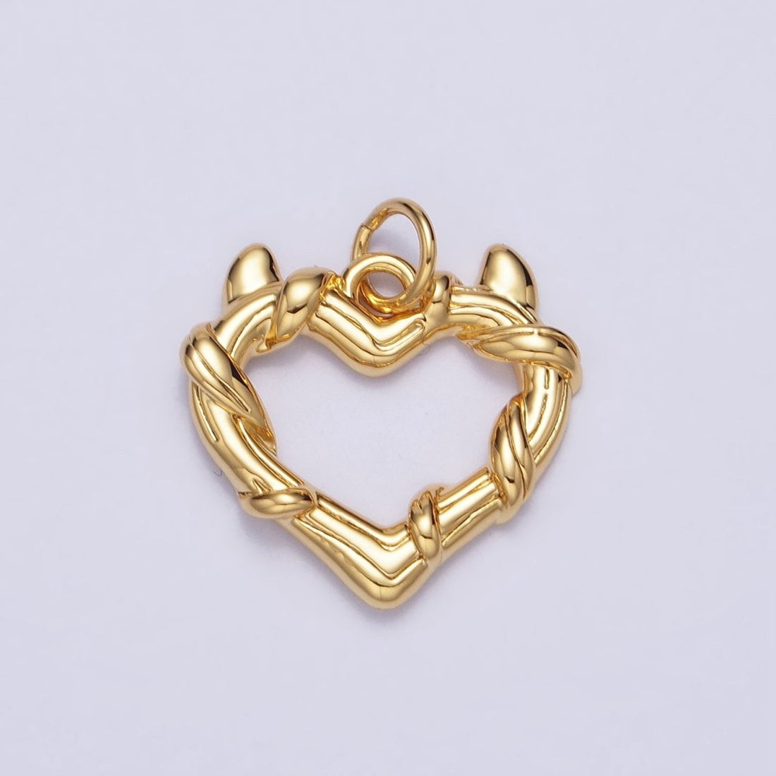 24K Gold Filled Vine-Wrapped Pointed Horned Heart Add-On Charm in Gold &amp; Silver | AC1059 AC1060
