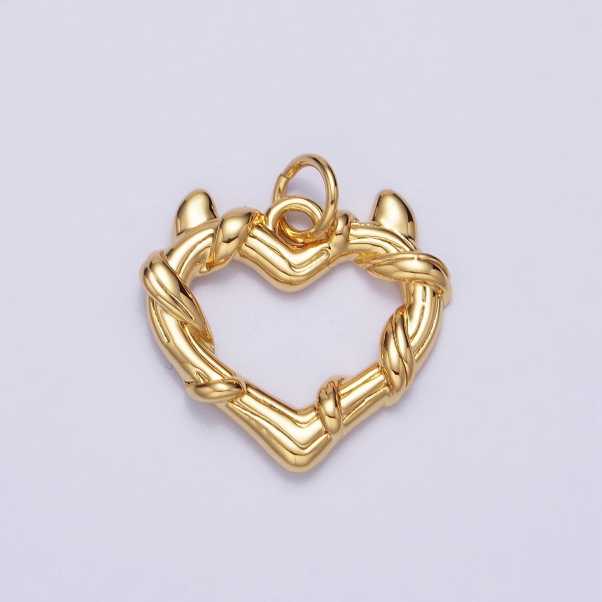 24K Gold Filled Vine-Wrapped Pointed Horned Heart Add-On Charm in Gold &amp; Silver | AC1059 AC1060