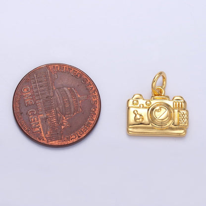 24K Gold Filled Vintage Photography Camera Charm in Gold &amp; Silver | N013