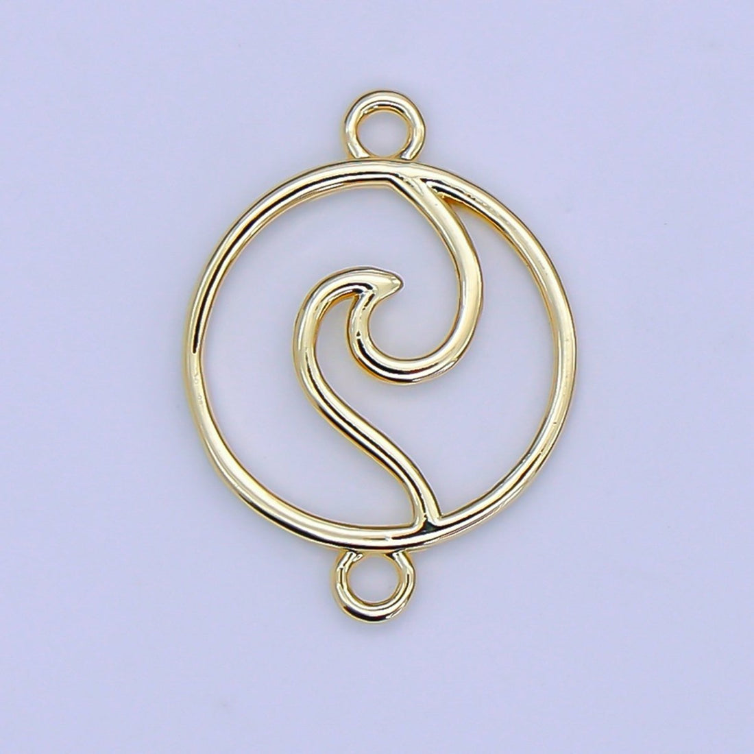 24K Gold Filled Water Tribe Wave Sign Emblem Connector | Y-00016