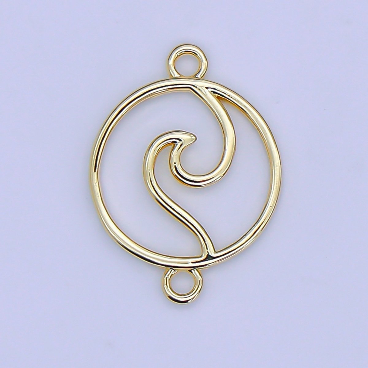 24K Gold Filled Water Tribe Wave Sign Emblem Connector | Y-00016