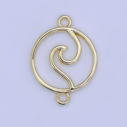 24K Gold Filled Water Tribe Wave Sign Emblem Connector | Y-00016