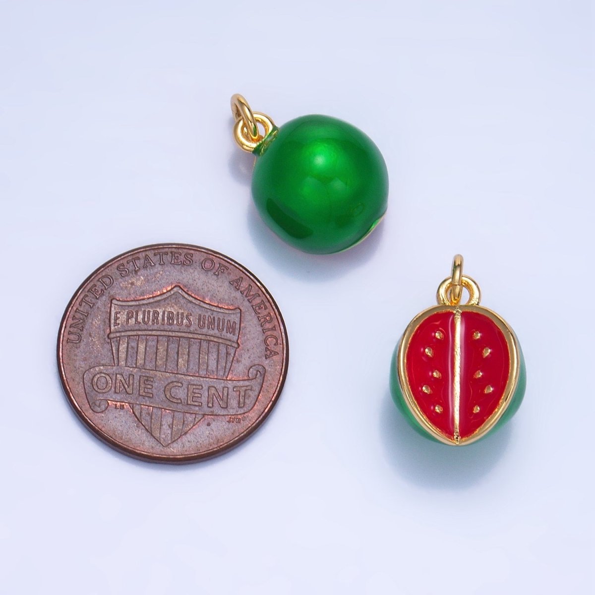 24K Gold Filled Watermelon Fruit Enamel Mini Multidimensional Charm | W059