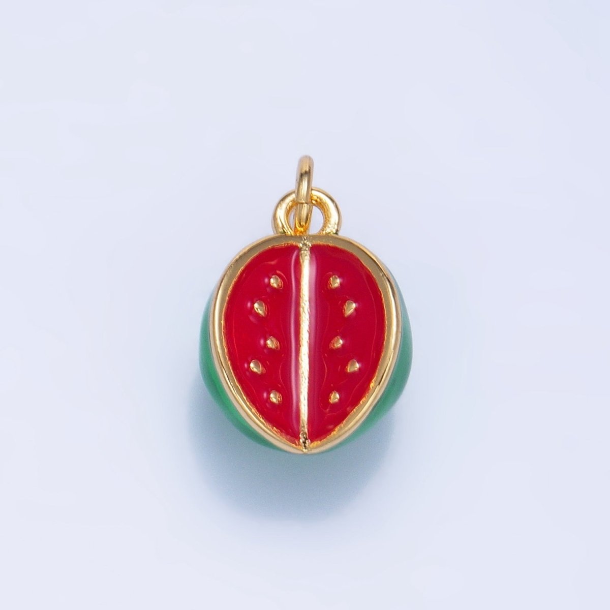 24K Gold Filled Watermelon Fruit Enamel Mini Multidimensional Charm | W059