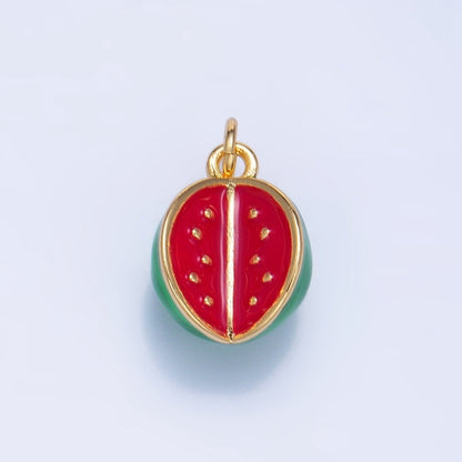 24K Gold Filled Watermelon Fruit Enamel Mini Multidimensional Charm | W059