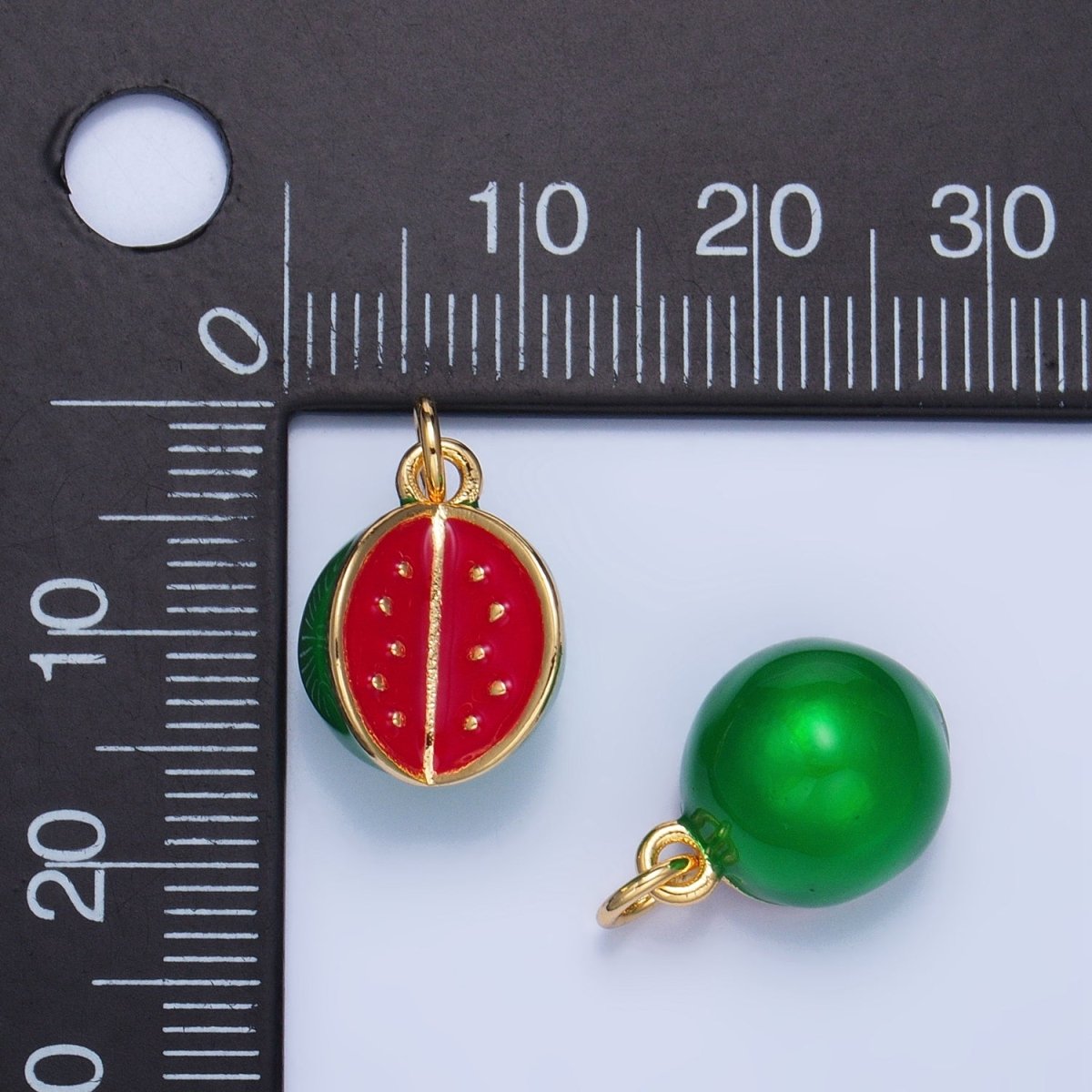 24K Gold Filled Watermelon Fruit Enamel Mini Multidimensional Charm | W059