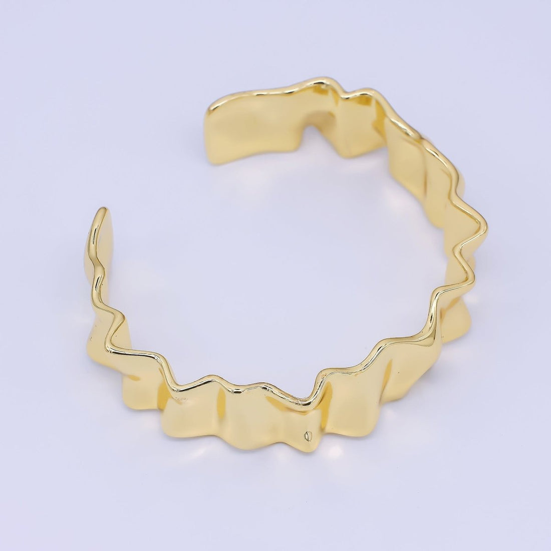 24K Gold Filled Geometric Wave Irregular Cuff Bracelet | WA-03326