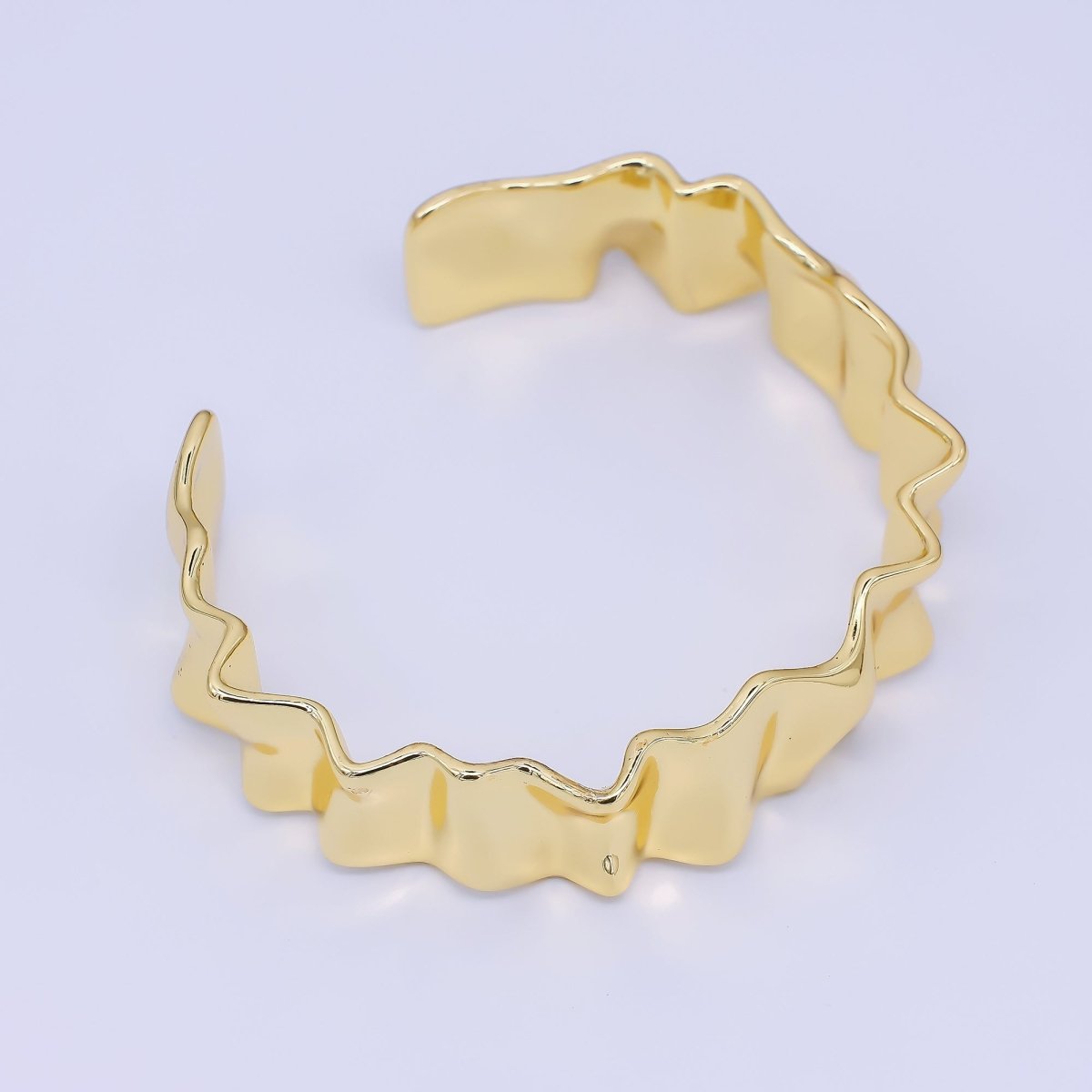 24K Gold Filled Geometric Wave Irregular Cuff Bracelet | WA-03326