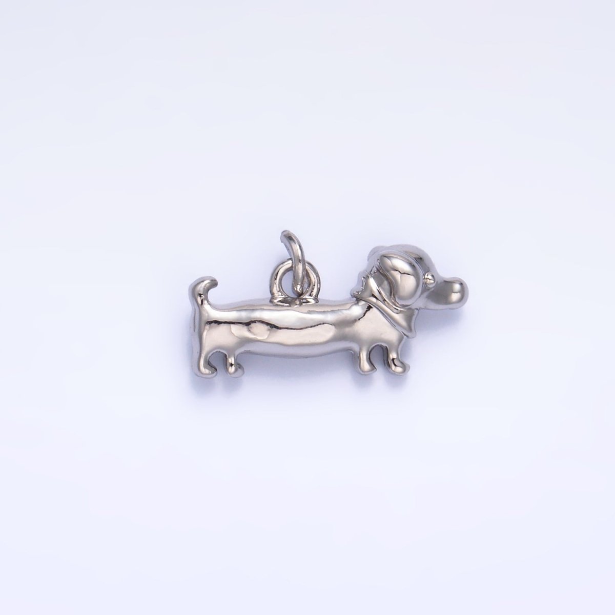 24K Gold Filled 8mm Weiner Dachshund Dog 3D Multidimensional Charm in Gold &amp; Silver | W349