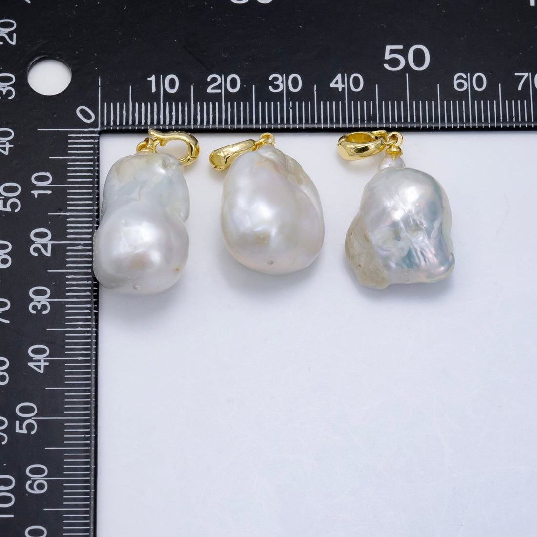 24K Gold Filled White Baroque Freshwater Pearl Snap Latch Bail Pendant | P1913