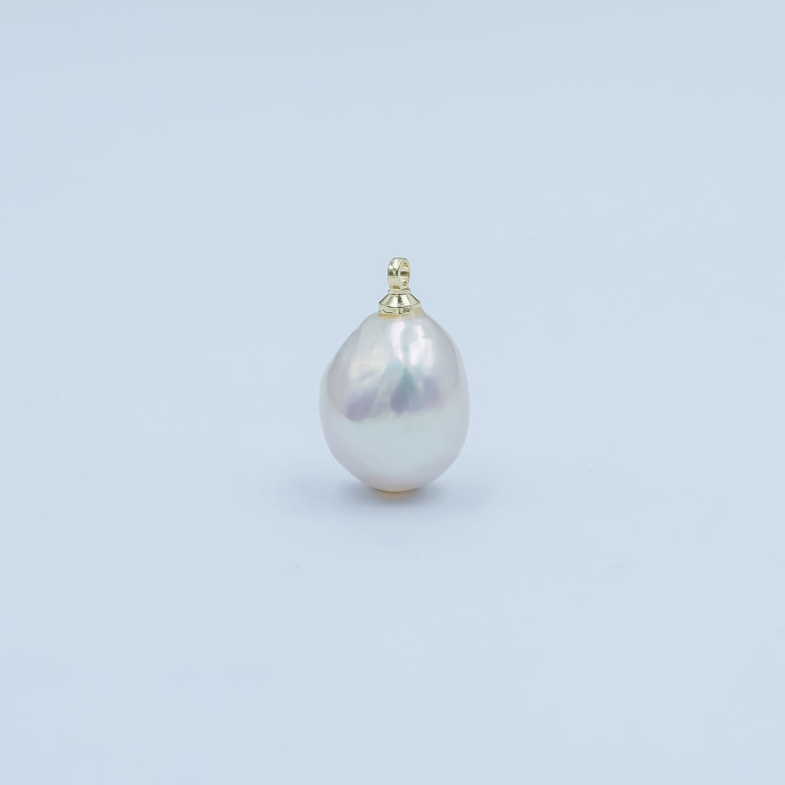 24K Gold Filled White Button Freshwater Pearl Charm | P1644