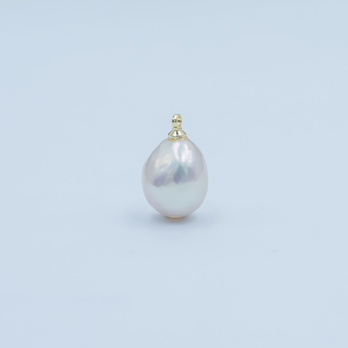 24K Gold Filled White Button Freshwater Pearl Charm | P1644
