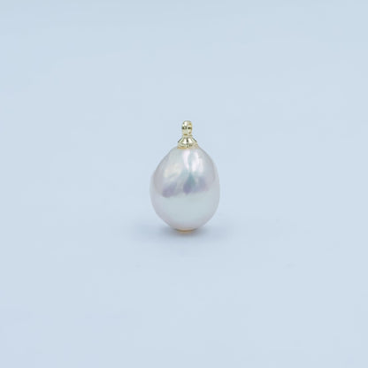 24K Gold Filled White Button Freshwater Pearl Charm | P1644
