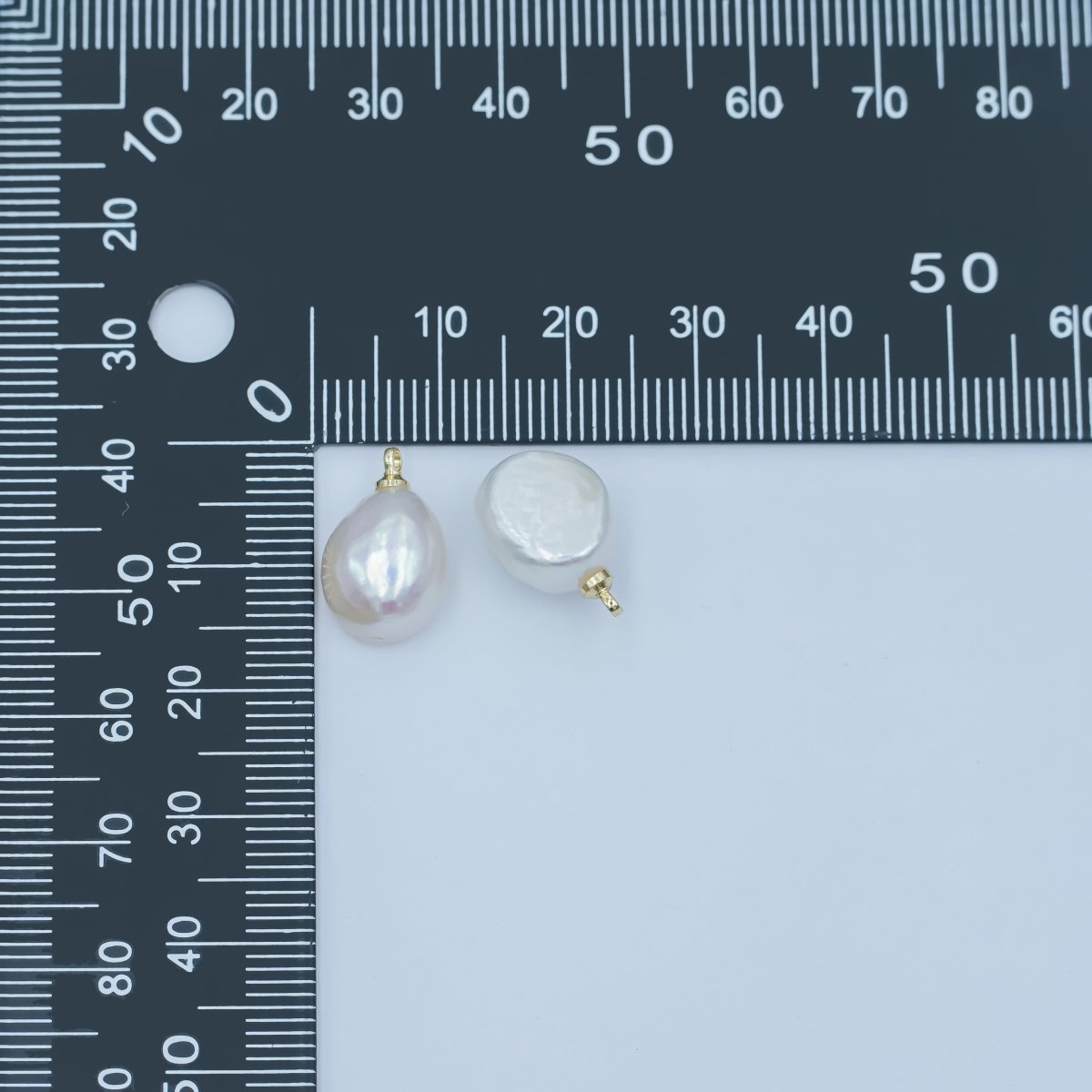 24K Gold Filled White Button Freshwater Pearl Charm | P1644