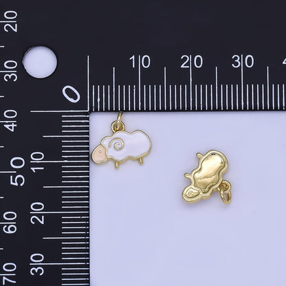 24K Gold Filled White Enamel Sheep Lamb Charm | N1723