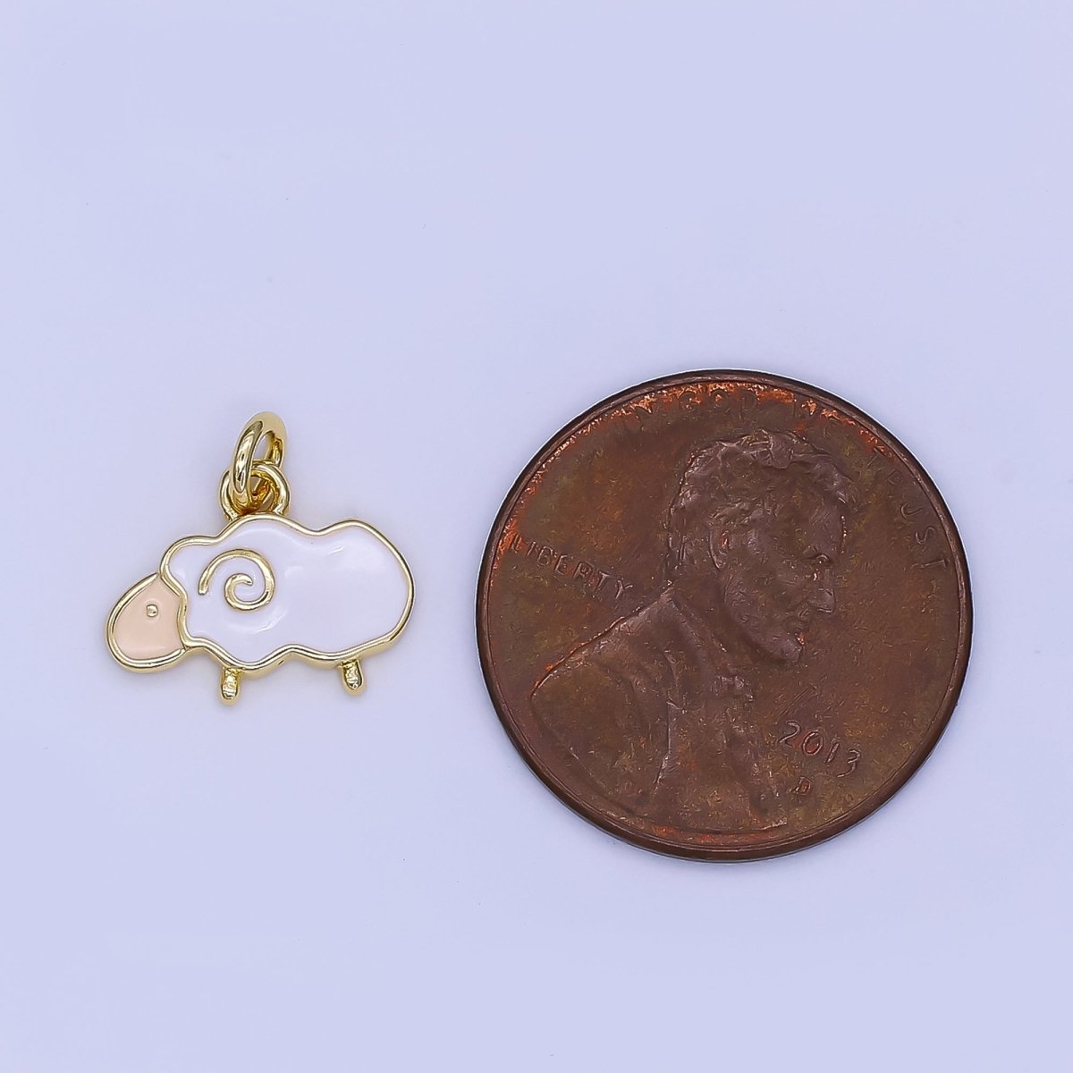 24K Gold Filled White Enamel Sheep Lamb Charm | N1723