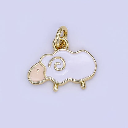 24K Gold Filled White Enamel Sheep Lamb Charm | N1723