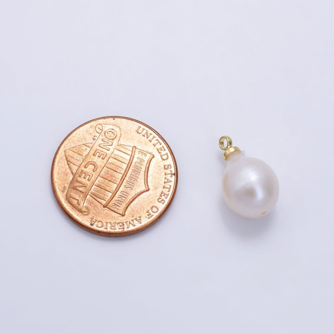 24K Gold Filled White Freshwater Pearl Button Charm | P1890