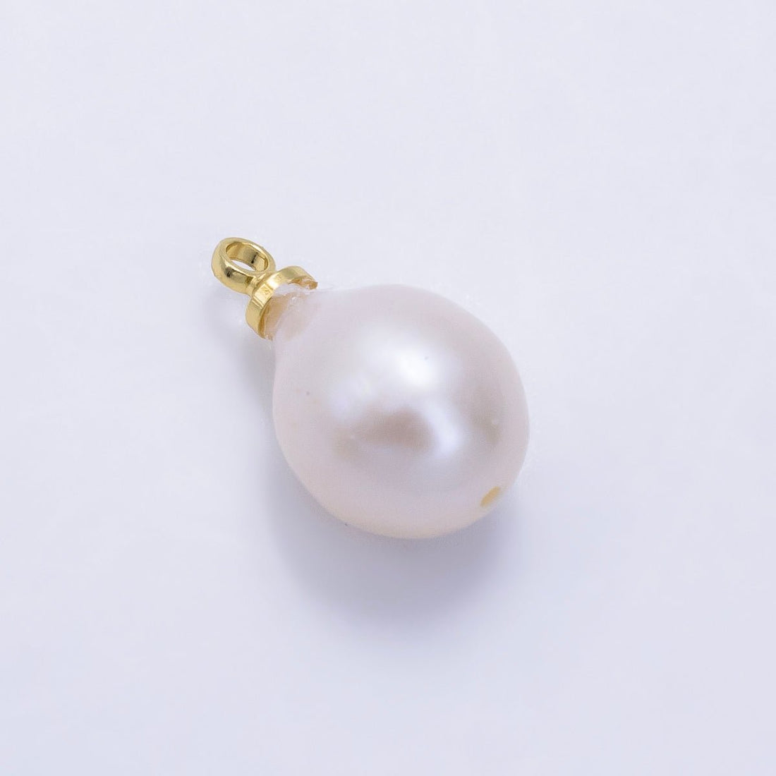 24K Gold Filled White Freshwater Pearl Button Charm | P1890