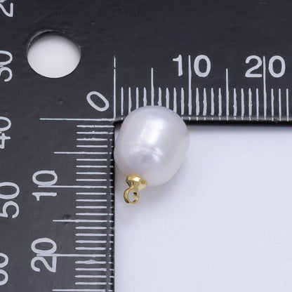 24K Gold Filled White Freshwater Pearl Charm | P1879