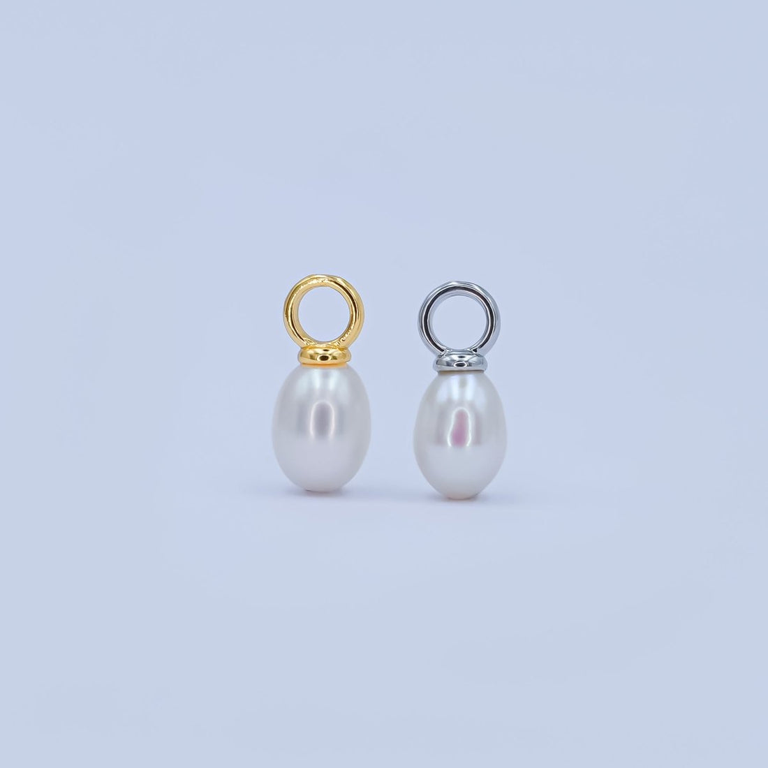24K Gold Filled White Freshwater Pearl Drop Pendant in Gold &amp; Silver | P1565