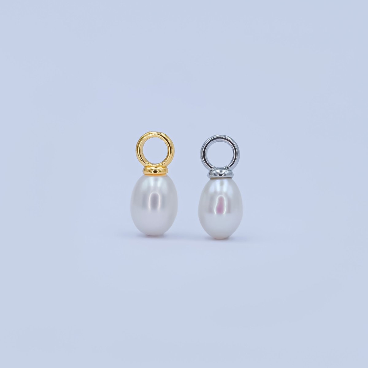 24K Gold Filled White Freshwater Pearl Drop Pendant in Gold &amp; Silver | P1565