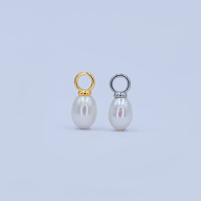 24K Gold Filled White Freshwater Pearl Drop Pendant in Gold &amp; Silver | P1565