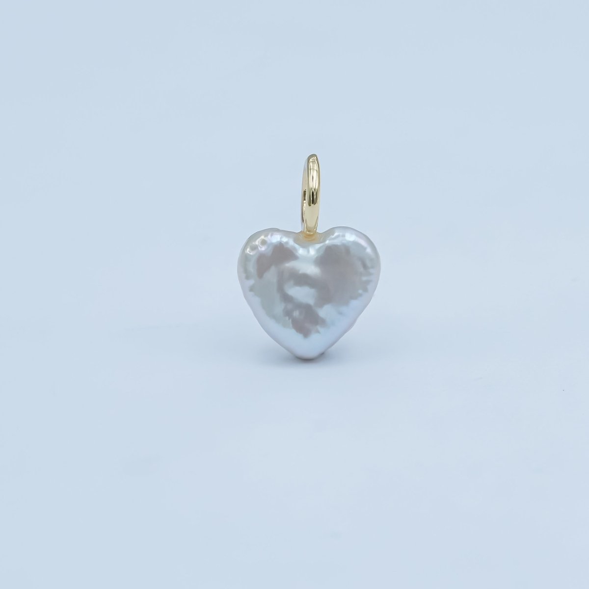 24K Gold Filled White Freshwater Pearl Heart Pendant | P1670