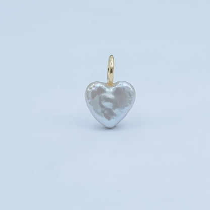 24K Gold Filled White Freshwater Pearl Heart Pendant | P1670